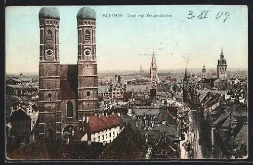 AK München, Totalansicht mit Frauenkirche