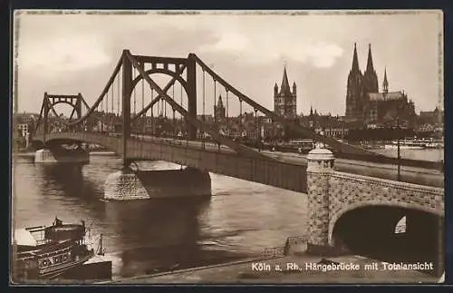 AK Köln a. Rh., Hängebrücke mit Totalansicht