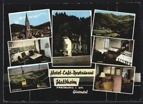 AK Freiburg / Breisgau, Hotel Waldheim E. Baumgartner, Seilbahn, Ortsansicht