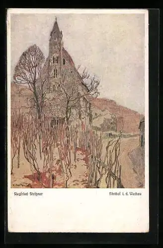 Künstler-AK Otto Stoitzner: Krems /Donau, Förthof in der Wachau, Kirche im Spätherbst