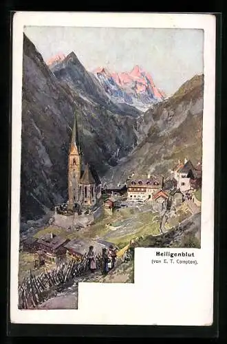 Künstler-AK Edward Theodore Compton: Heiligenblut /Kärnten, Blick auf den Ort