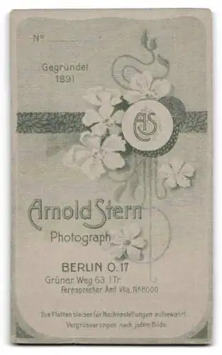 Fotografie Arnold Stern, Berlin, Grüner Weg 63, Elegante junge Dame in hochgeschlossenem Kleid im Profil