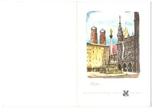 Menükarte1966, Dampfer T.S. Bremen, Mittagskarte, Deckblatt zeigt München, Norddeutscher Lloyd