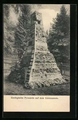 AK Lichtenstein / Schloss, Geologische Pyramide auf dem Lichtenstein