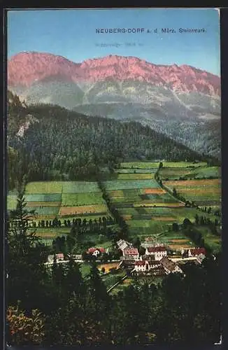AK Neuberg-Dorf a. d. Mürz, Gesamtansicht vom Berg aus