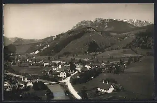 AK Kapellen, Gesamtansicht am Fluss gegen die Berge