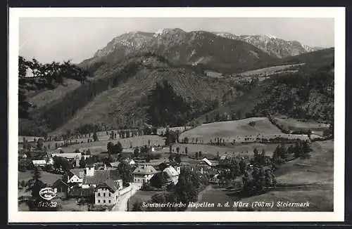 AK Kapellen an der Mürz, Ortsansicht mit Bergen