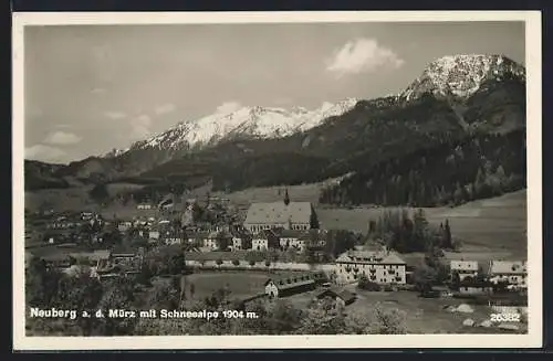 AK Neuberg a. d. Mürz, Ortsansicht mit der Schneealpe