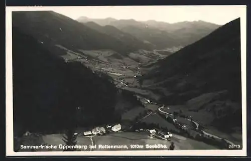 AK Rottenmann, Oppenberg, Blick vom Berg aufs Tal