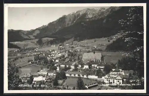 AK Neuberg a. d. Mürz, Blick aus der Vogelschau auf den Ort