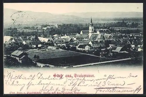 AK Traismauer, Ortsansicht mit Kirche