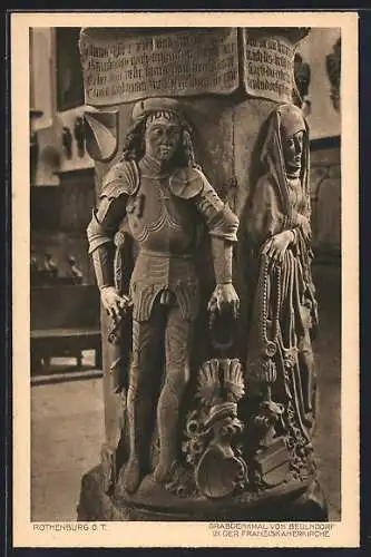 AK Rothenburg / Tauber, Grabdenkmal von Beulndorf in der Franziskanerkirche