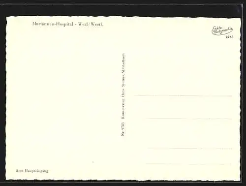 AK Werl /Westf., Mariannen-Hospital, Treppenhaus mit Eingangstür