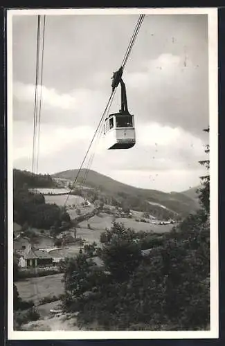 AK Freiburg i. Br., Seilschwebebahn a. d. Schauinsland mit Talblick