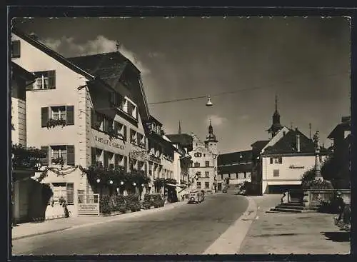 AK Sursee, Gasthof zum Hirschen, Strassenpartie