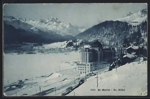 AK St. Moritz, Gr. Hotel aus der Vogelschau