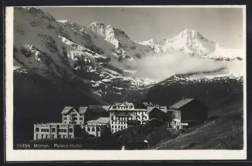 AK Mürren, Palace-Hotel aus der Vogelschau