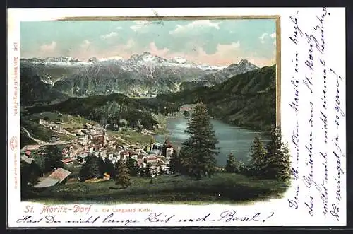 AK St. Moritz, Dorf, Ortsansicht und die Languard-Kette