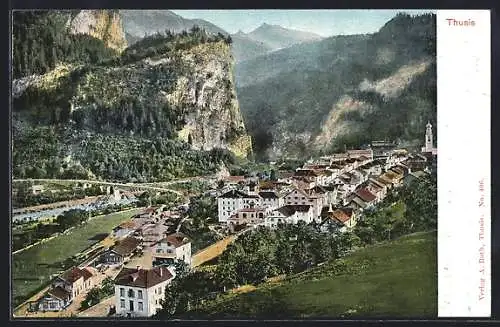 AK Thusis, Ortsansicht aus der Vogelschau