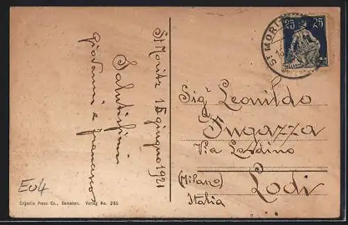 AK St. Moritz, Dorf, Ortsansicht mit Booten