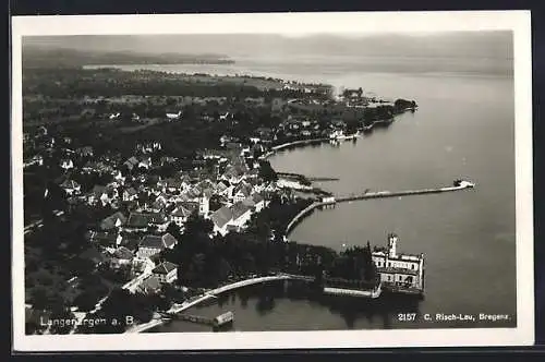 AK Langenargen a. B., Ortsansicht mit Bodensee aus der Vogelschau