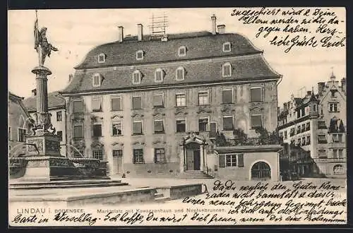 AK Lindau / Bodensee, Marktplatz mit Kawazzenhaus u. Neptunbrunnen