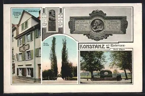 AK Konstanz a. B., Hus-Haus, Hus-Stein und Hus-Allee