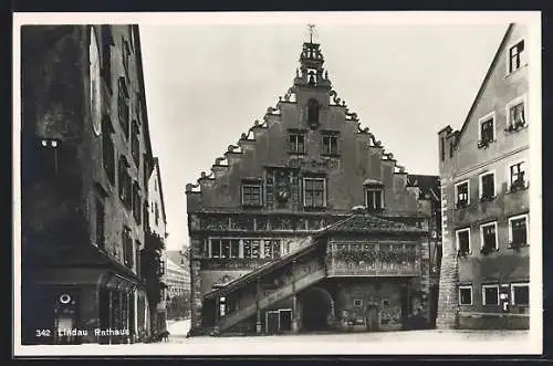 AK Lindau / Bodensee, Rathaus, Ortspartie