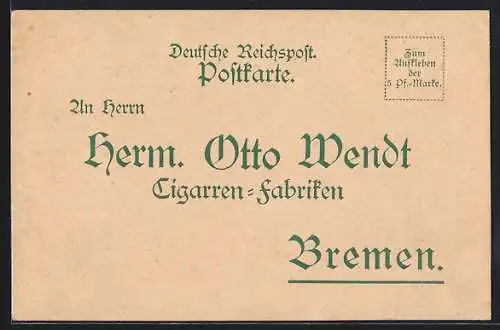 AK Bremen, Cigarren-Fabriken Herm. Otto Wendt, Bestellkarte