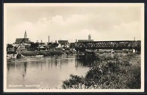 AK Donauwörth, Ortsansicht mit Donaubrücke