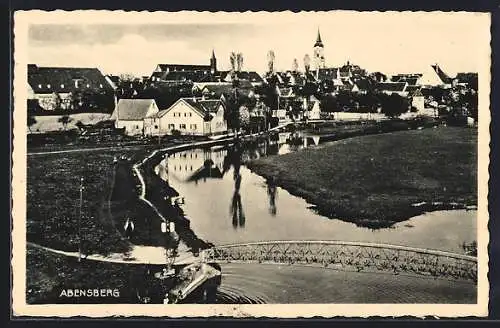 AK Abensberg / Hallertau, Brücke und Ortsansicht aus der Vogelschau