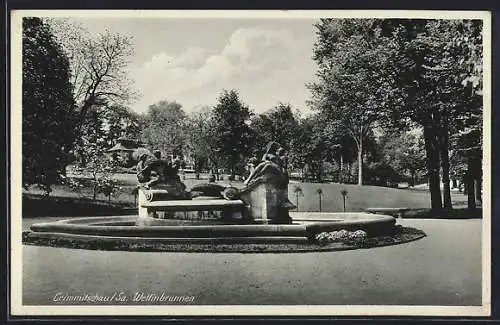 AK Crimmitschau /Sa., Partie am Wettinbrunnen