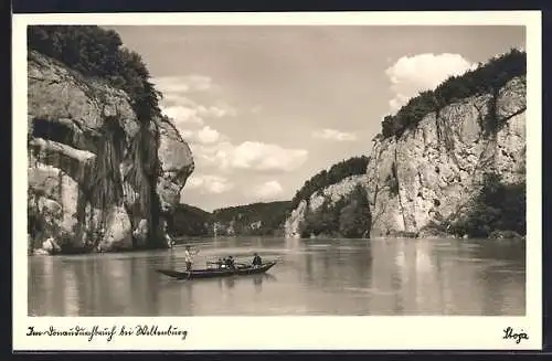 AK Weltenburg, Boot im Donaudurchbruch