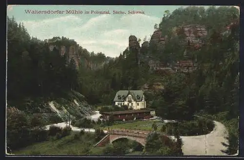 AK Hohnstein / Sächs. Schweiz, Waltersdorfer Mühle im Polenztal