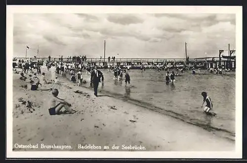 AK Brunshaupten, Badeleben an der Seebrücke