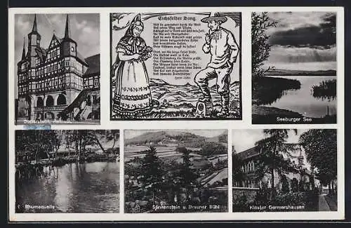 AK Duderstadt, Rathaus, Rhumequelle, Seeburger See, Kloster Germershausen