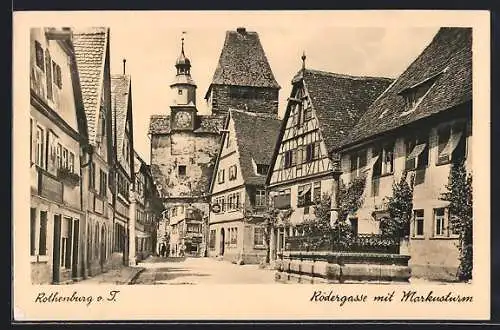 AK Rothenburg / Tauber, Rödergasse mit Markusturm