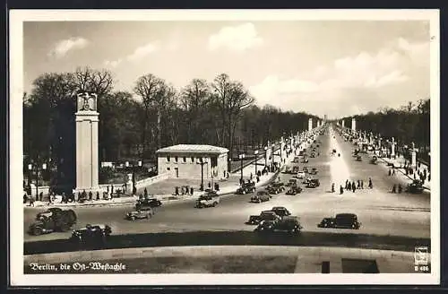 AK Berlin-Tiergarten, Ost-West-Achse mit Autos