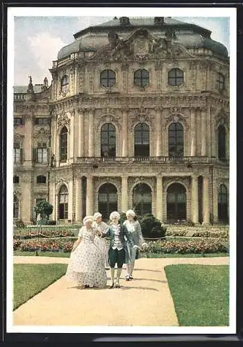 AK Würzburg, Residenz, Mittelpavillon der Gartenfront