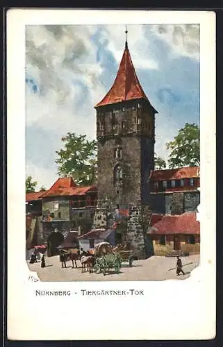 Künstler-AK Heinrich Kley: Nürnberg, Turm am Tiergärtner-Tor