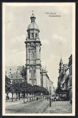 AK Würzburg, Neubaukirche mit Strasse