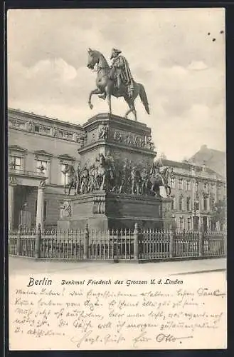 AK Berlin, Denkmal Friedrich des Grossen Unter den Linden