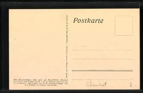 Künstler-AK Diefenbach: Göttl. Jugend Blatt 1, Däumeline auf Blüte