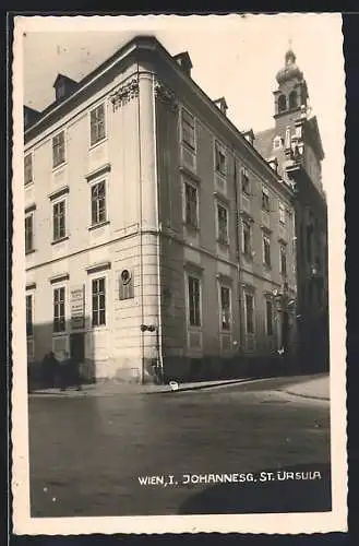 AK Wien, Johannesgasse mit Kirche St. Ursula