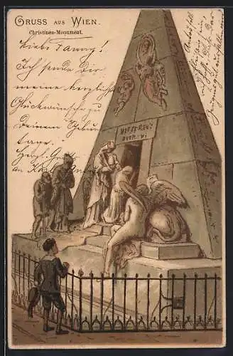 Lithographie Wien, Christinen-Monument in der Augustinerkirche