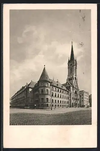 AK Wien, Kloster der Dienerinnen des hlgst. Herzens Jesu mit Kirche und Schulgebäude, Keinergasse 37