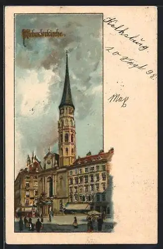 Lithographie Wien, Partie an der Michaelerkirche