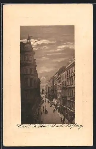 AK Wien, Kohlmarkt mit Hofburg bei Vollmond