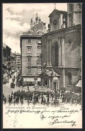 AK Wien, Michaelerplatz mit Burgmusik