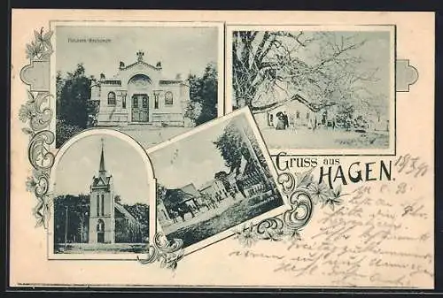 AK Hagen / Br., Hünckens-Mausoleum, Ortspartien, Kirche